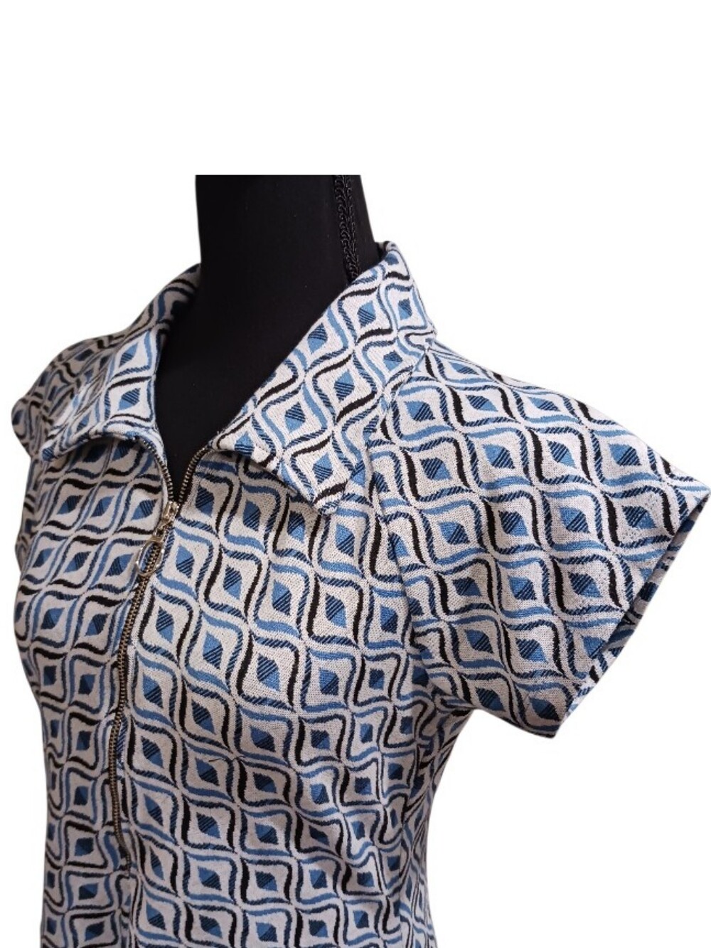 Urban Outfitters Arlo 60s Inspired Zip Mini Dress Go-Go Geometric - Picture 3 of 10